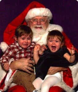 santa and two very terrified children.